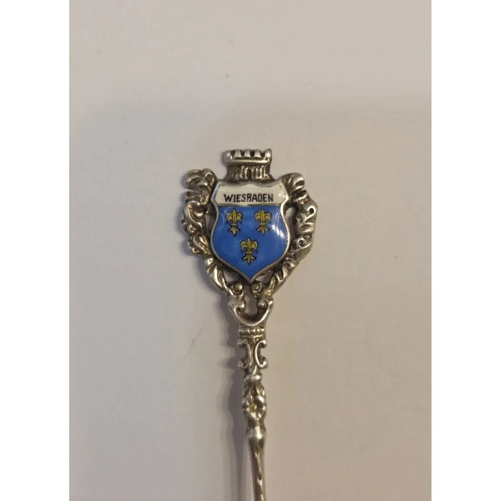 Vintage German 835 Silver WIESBADEN Souvenir Spoon Sterling‎ Silver